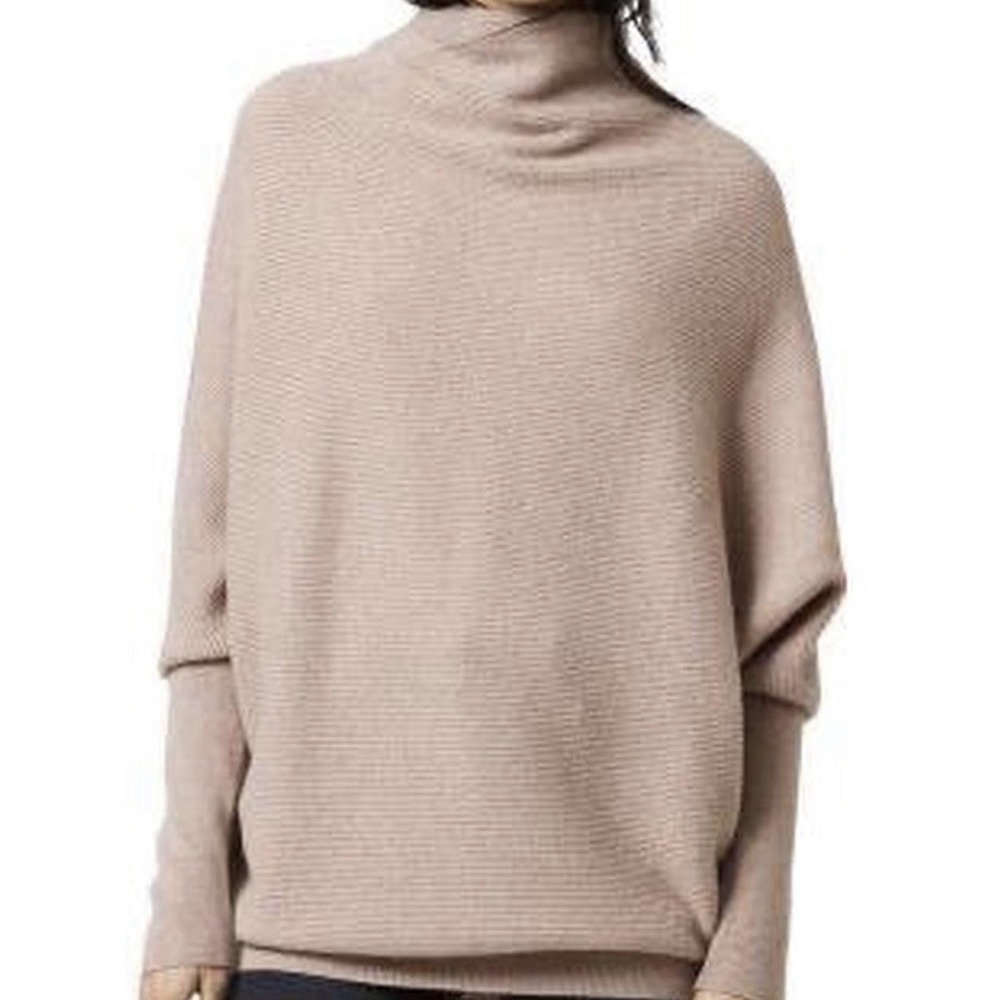 Allsaints Ridley Jumper Wool Cashmere Ribbed Sweater XS Funnel Neck Quiet Luxury